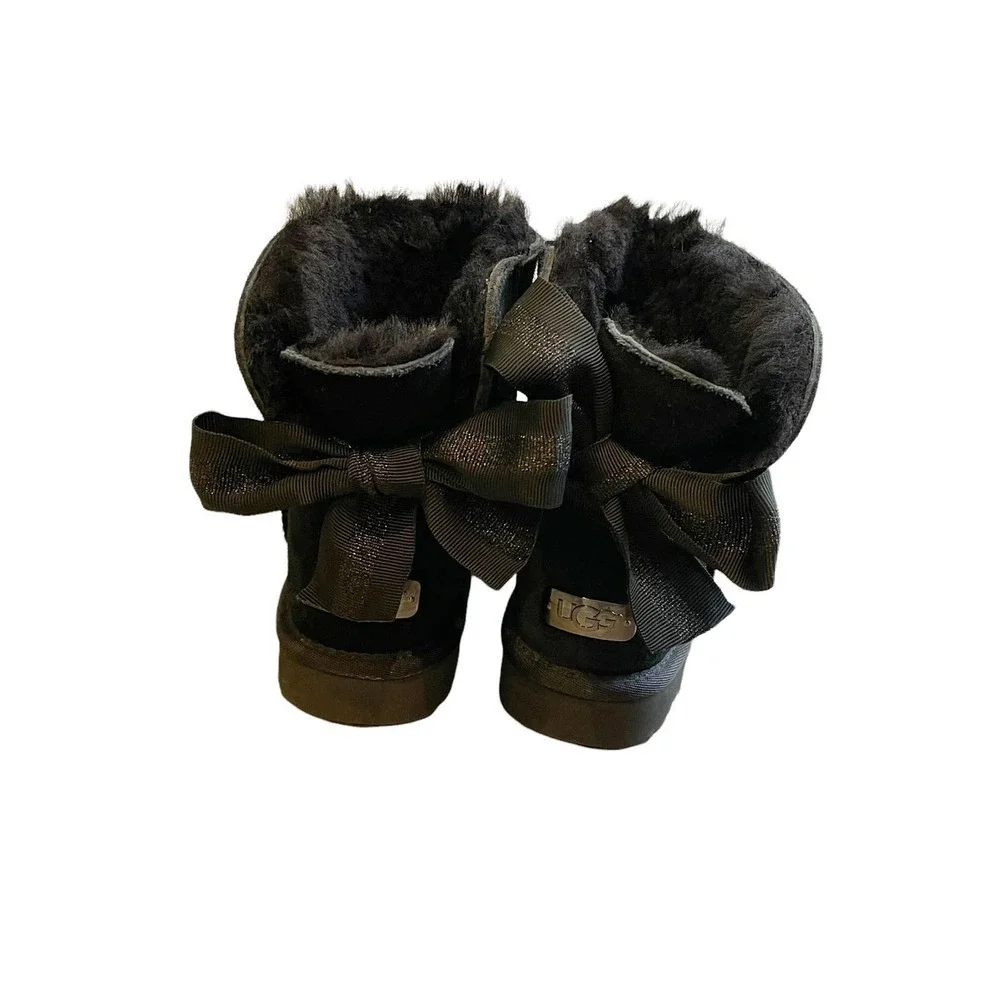 UGG Customizable Bailey Bow Mini Boots Black Women's Size 6